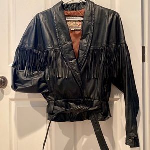 Vintage cropped fringe leather jacket